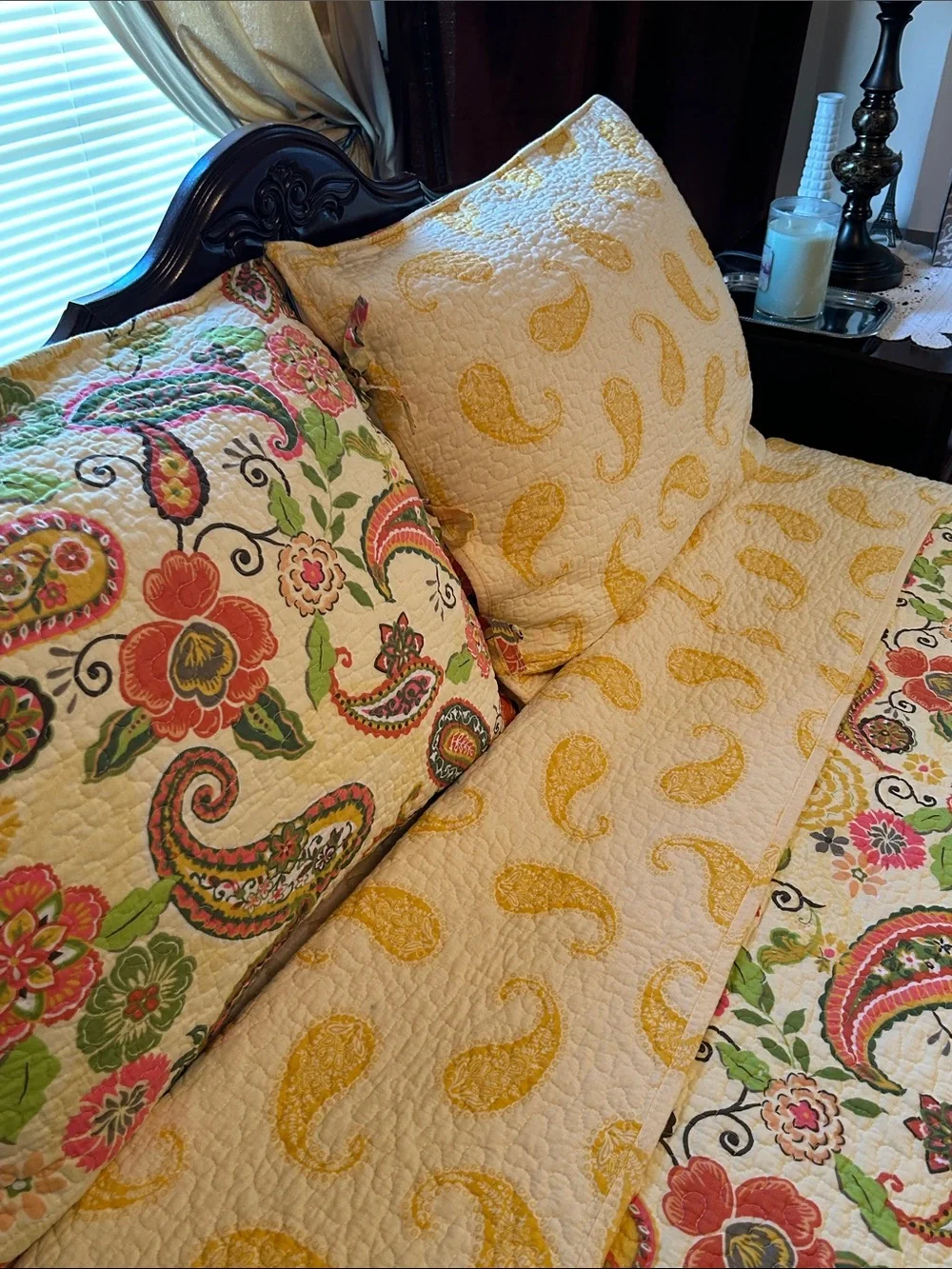 Greenland Home Fashions Floral Paisley Quilted Bedspread Set , Multi col.90”x90”